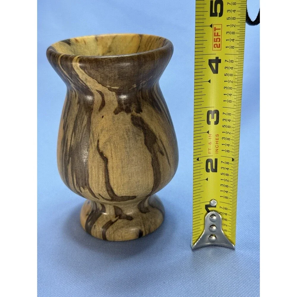 Hand Turned / Hand Crafted Wooden Vase Marbled Grained Spalted Wood   4” C Core